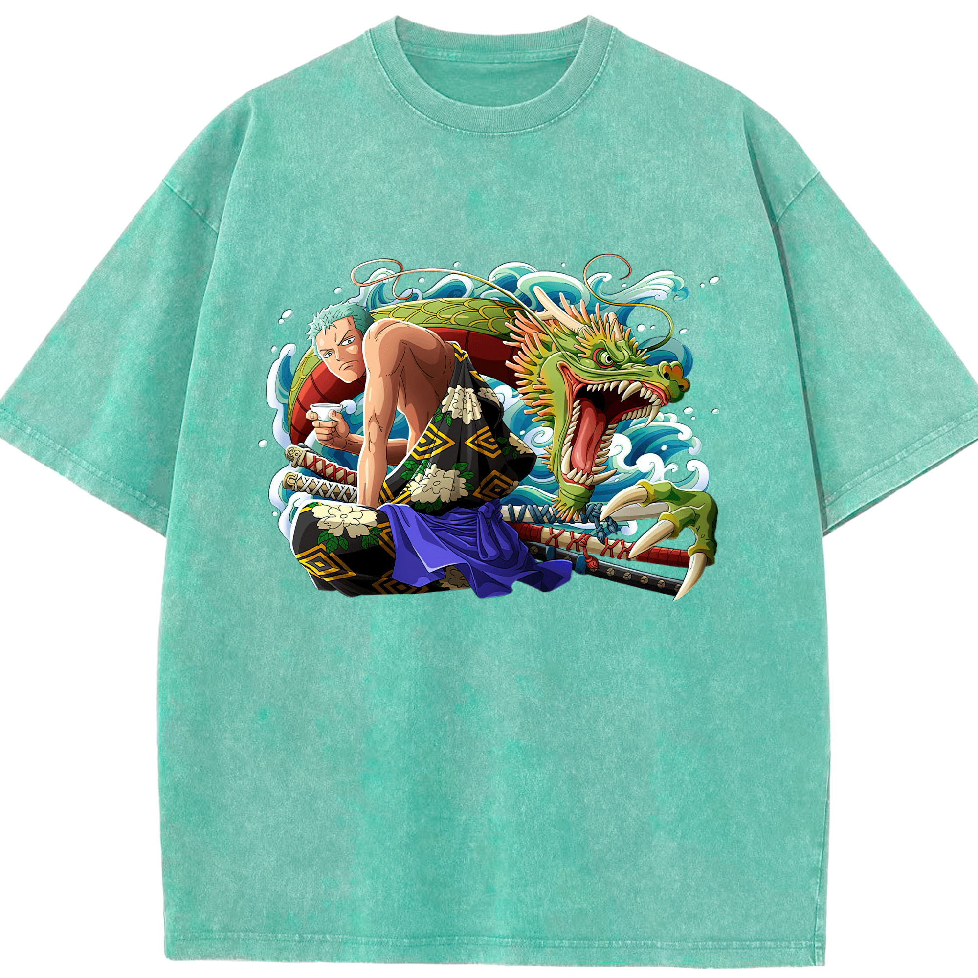 ワンピース ロロノア・ゾロ ONE PIECE Roronoa Zoro 綿100% ヴィンテージ風 半袖Tシャツ（フロントプリント）